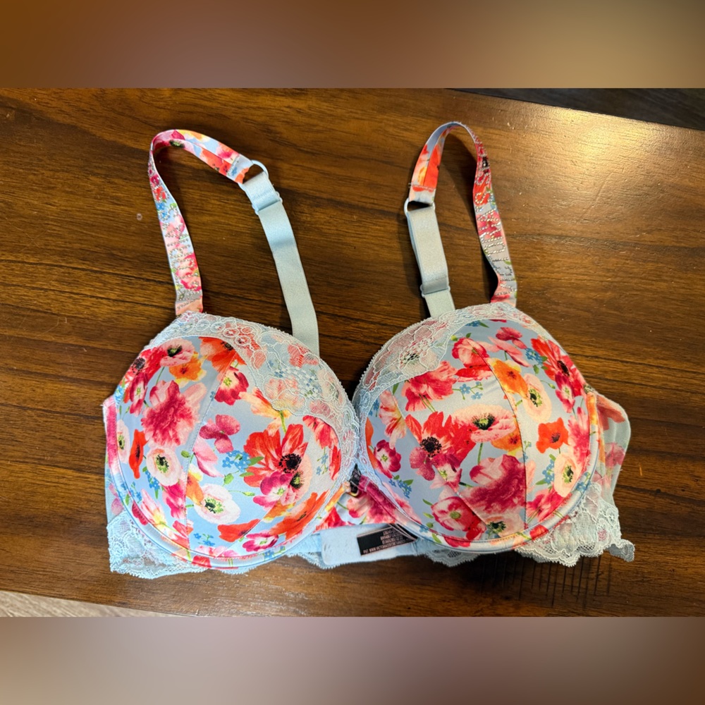 Floral Lace Women's Bra - Pink and Blue VS